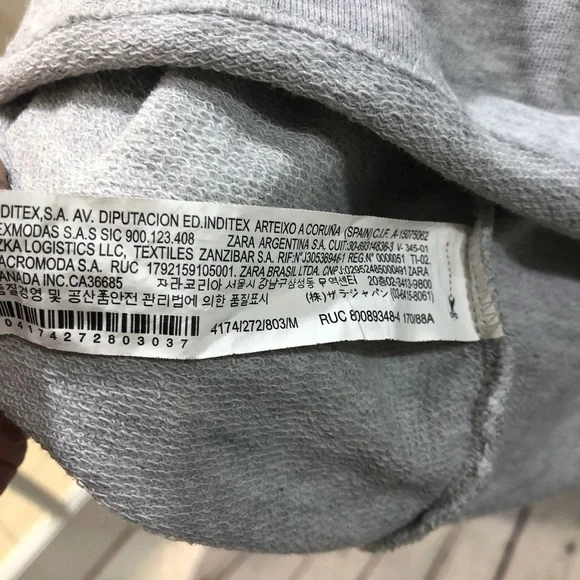 Zara Bell Sleeve Sweatshirt Pullover Gray Size Medium Loungewear - Picture 9 of 9